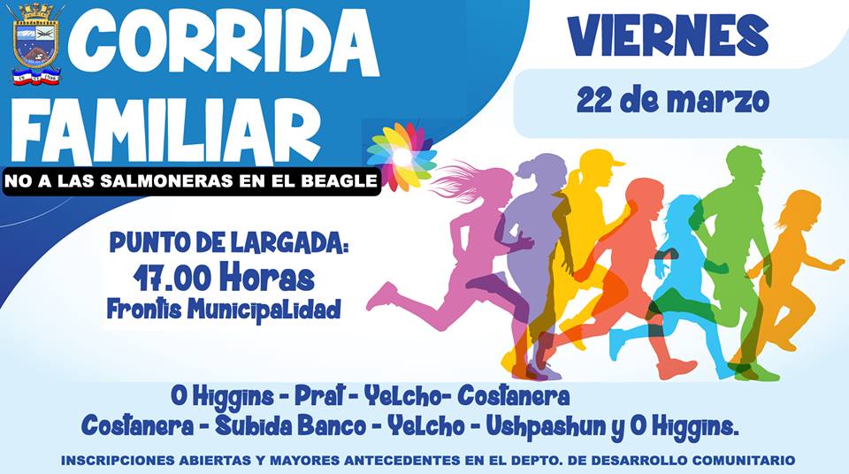 MUNICIPIO  DE CABO DE HORNOS ORGANIZA CORRIDA FAMILIAR “NO A LAS SALMONERAS EN EL BEAGLE”