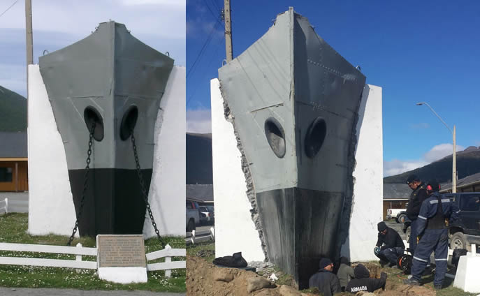 Armada reemplazará Monumento nacional de proa original de la Yelcho por réplica en Puerto Williams